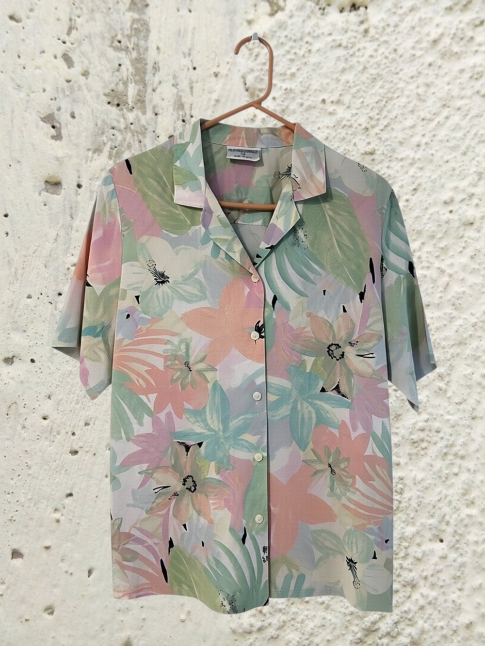 Vintage Alfred Dunner Pastel Floral Short-Sleeve Button-Up Shirt